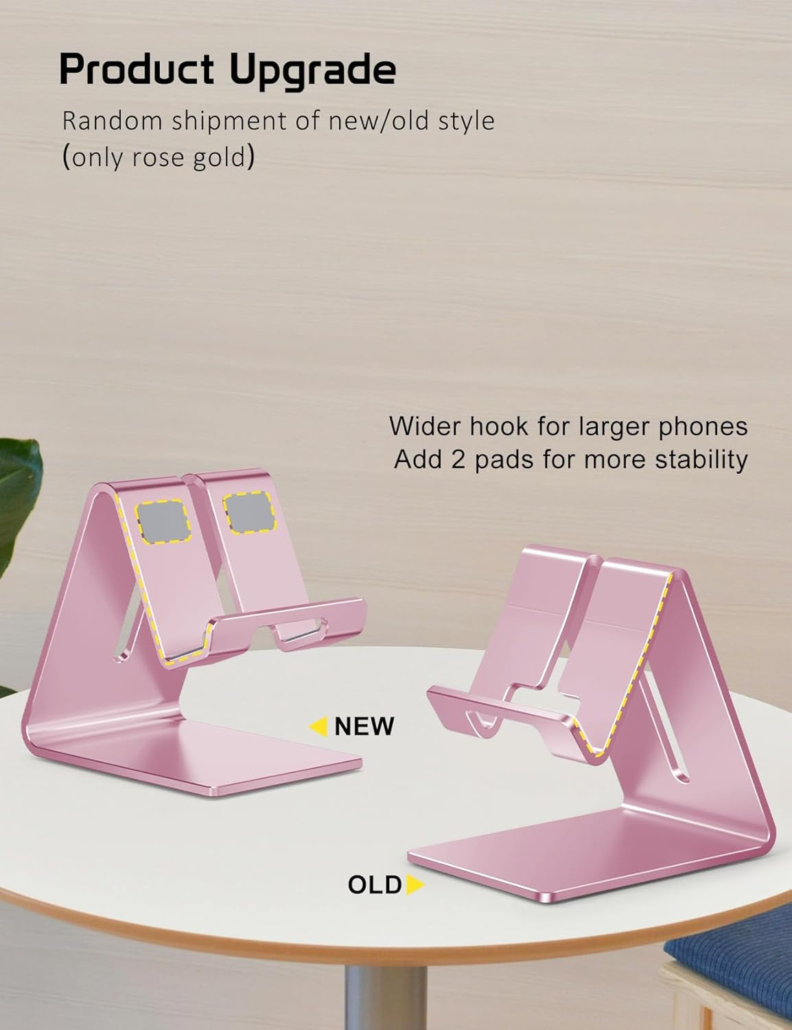 Cell Phone Stand Holder - Aluminum Desktop Solid Portable Universal Desk Stand Compatible with All Mobile Smart Phone Huawei Iphone X 8 7 6 plus 5 Ipad Mini Tablet Office Decor (Rose Gold)