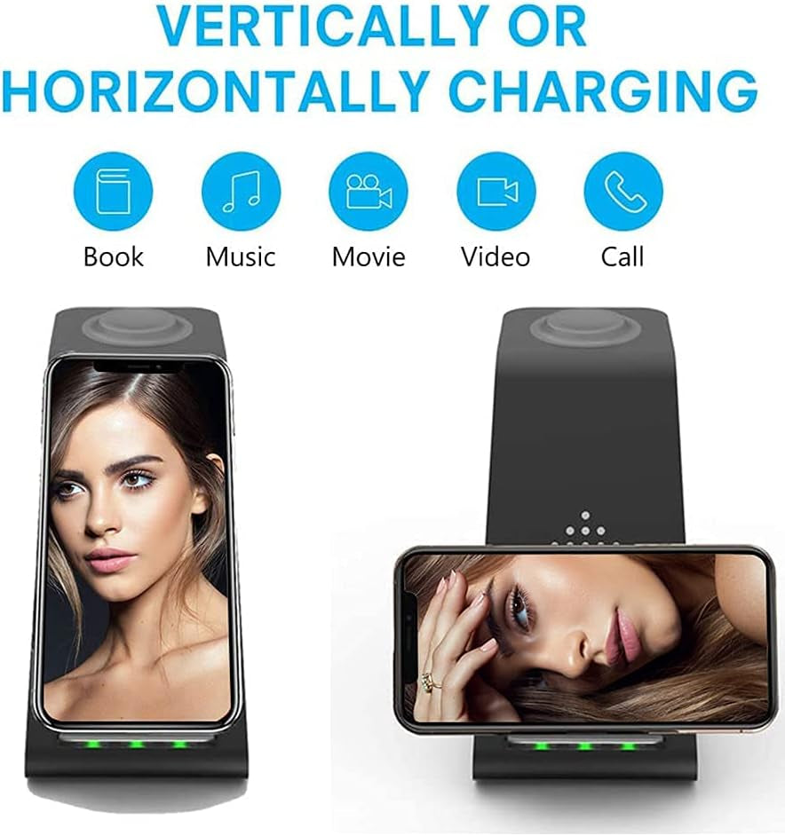 Wireless Charger Stand Dock 3 in 1 Fast Qi Wireless Charging Station for Multiple Devices Apple Watch Ultra/8/7/6/Se/5/4/3/2,Airpods Pro 2,Iphone 15/15 Plus/15 Pro Max/14/13/12/11/X/Pixel 7/Pixel 6